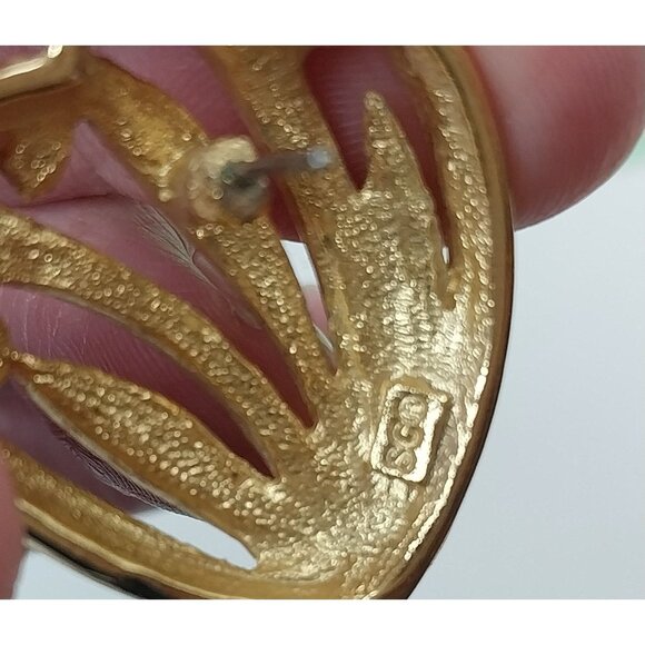 Sarah Coventry Vintage Gold-Tone Pierced Earrings Sea Shell Design - Picture 4 of 6